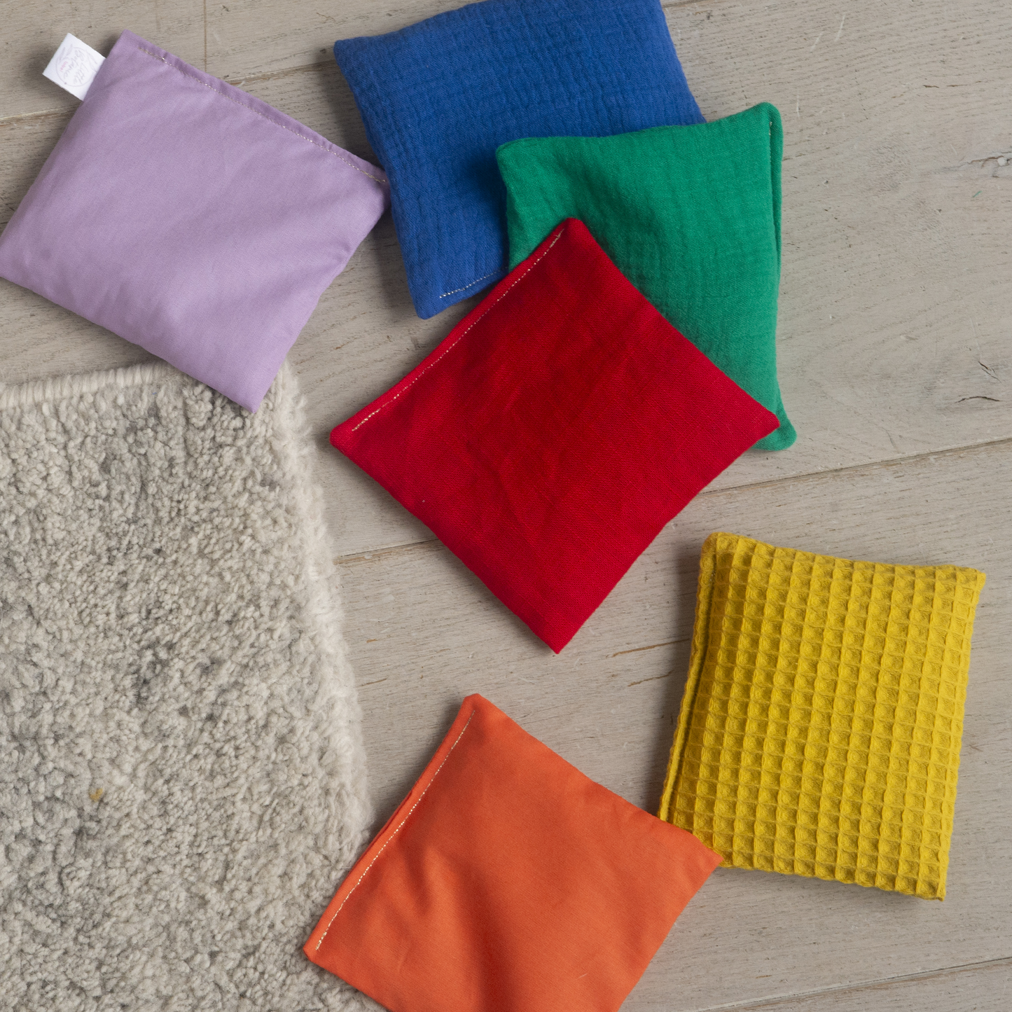 Little Botanic label | Sensorische pittenzakjes | Regenboog | 6 stuks