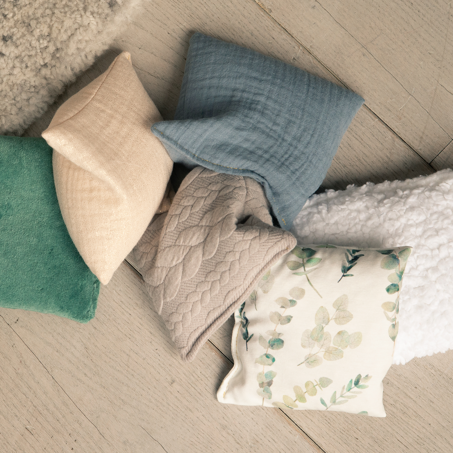 Little Botanic label | Sensorische pittenzakjes | Jeans | 6 stuks