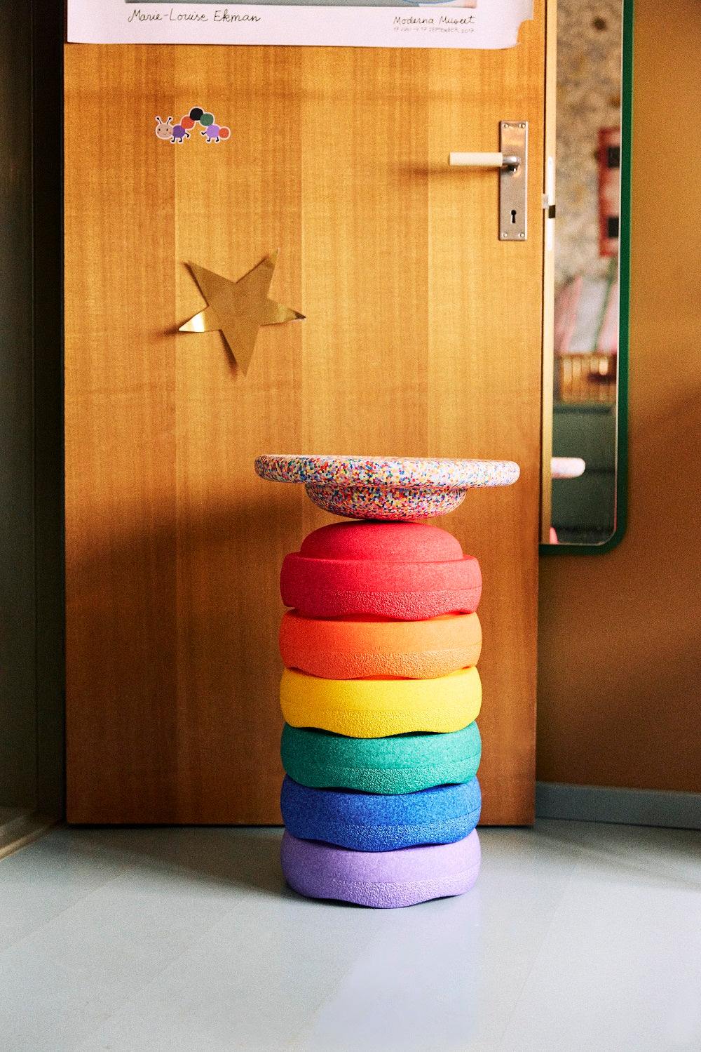 Stapelstein® | Rainbow set | Classic | 6 stuks + balansboard Super Confetti