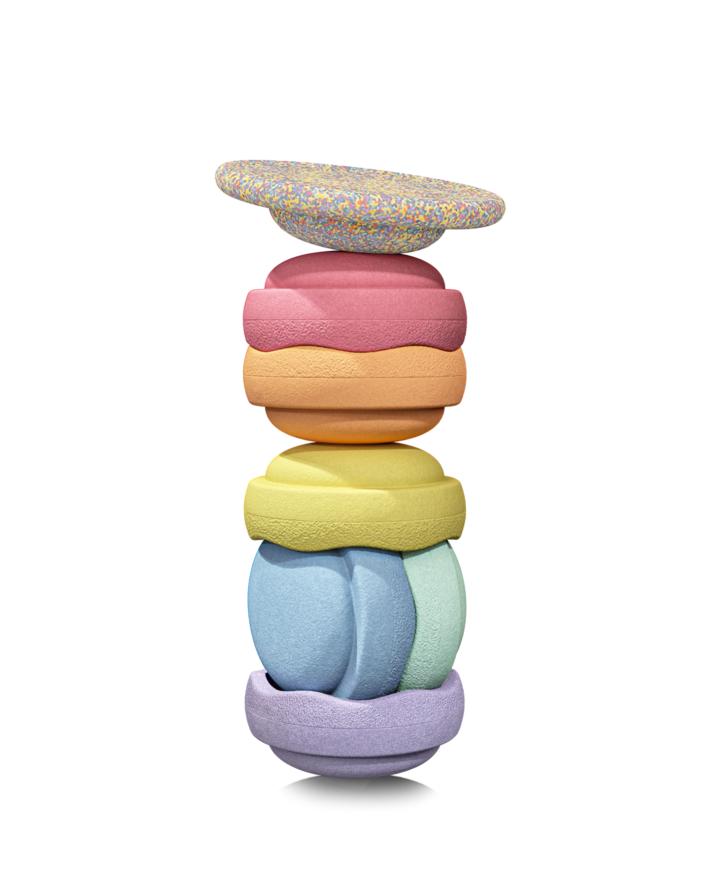 Stapelstein® | Rainbow set | Pastel | 6 stuks + balansboard Confetti