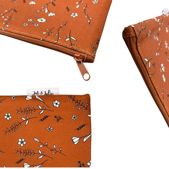 Tess & Tobi | Wasbaar boterhamzakje | 22 x 22 cm | Bruin met bloemen