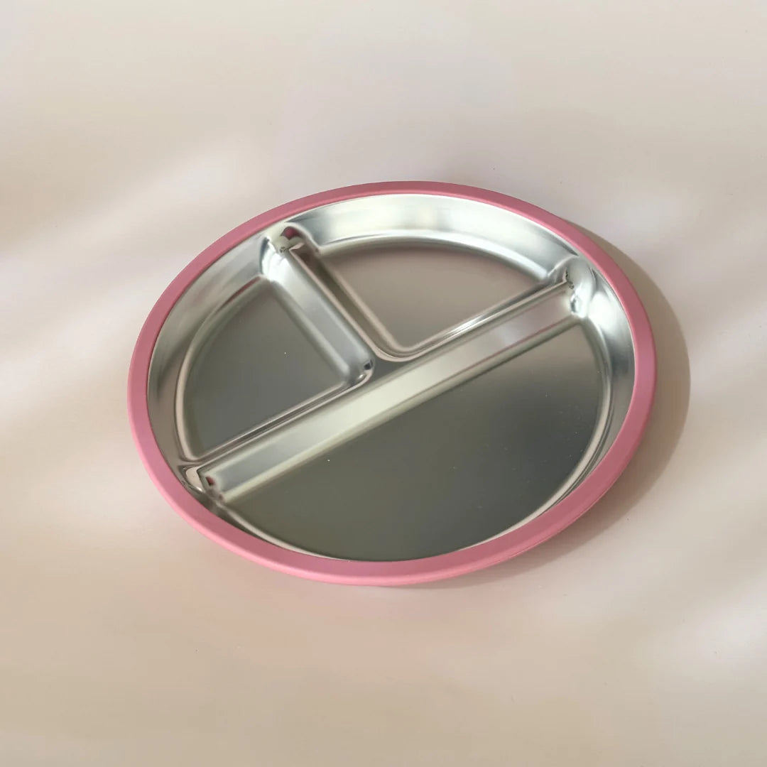 Mimimeal | RVS 3-vaksbord met siliconen rand en zuignap | Diverse kleuren