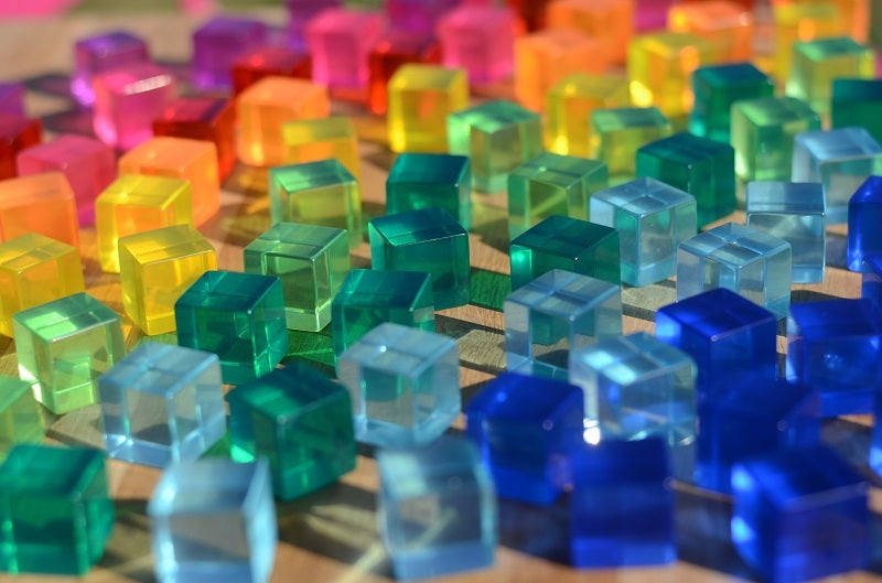 Bauspiel | Lucent cubes | Regenboog kleuren | 20 stuks