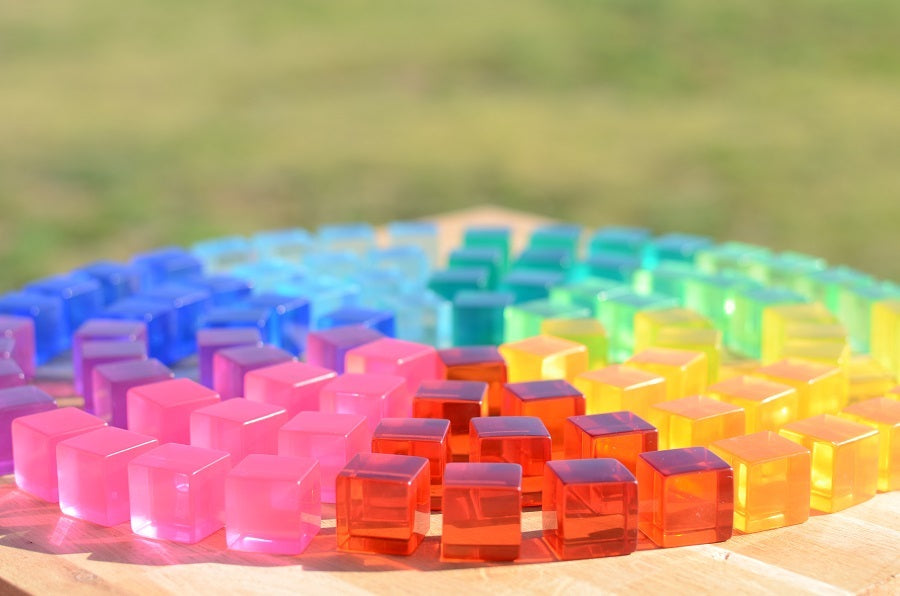 Bauspiel | Lucent cubes | Regenboog kleuren | 20 stuks