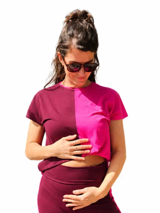 Swan and the people | Oversized top | Burgundy & fuchsia