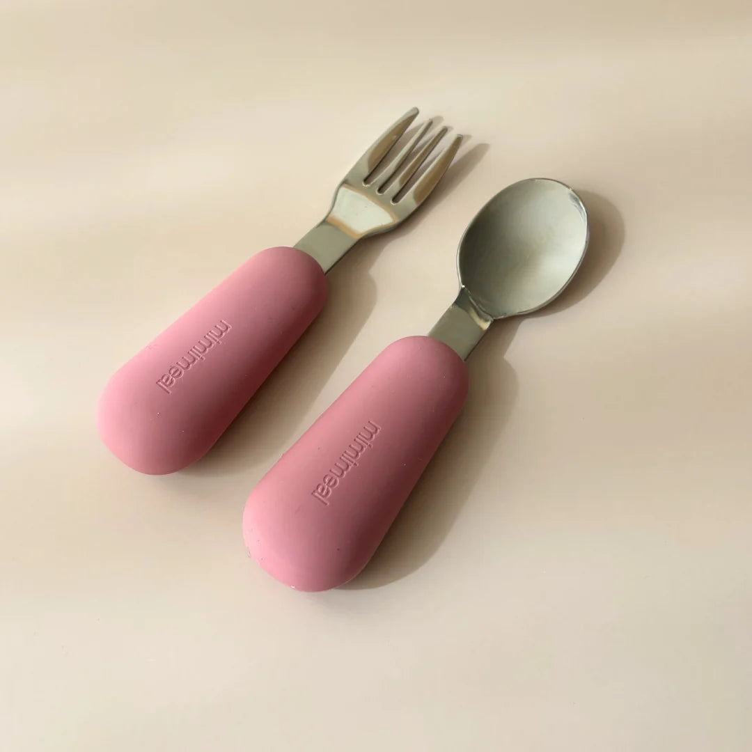 Mimimeal | RVS kinderbestek met siliconen handgrepen | Diverse kleuren