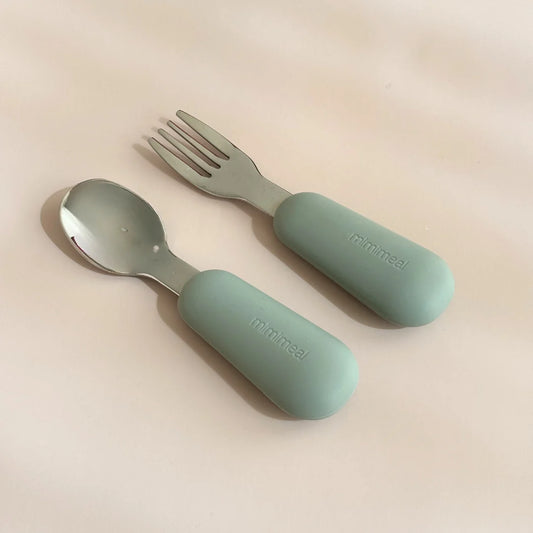 Mimimeal | RVS kinderbestek met siliconen handgrepen | Diverse kleuren