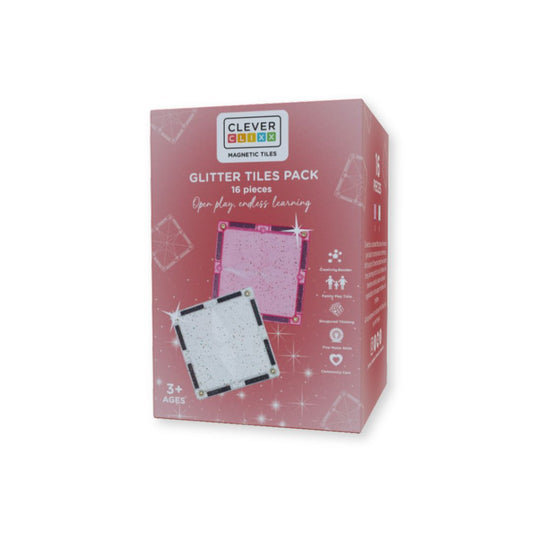 Cleverclixx | Glitter tiles pack | 16 | Transparent pink