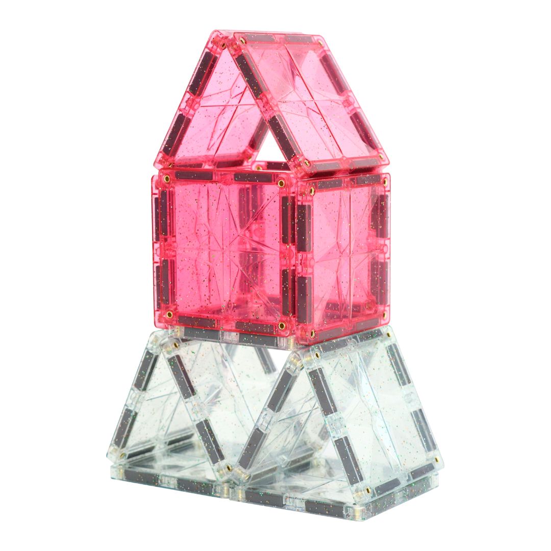 Cleverclixx | Glitter tiles pack | 16 | Transparent pink