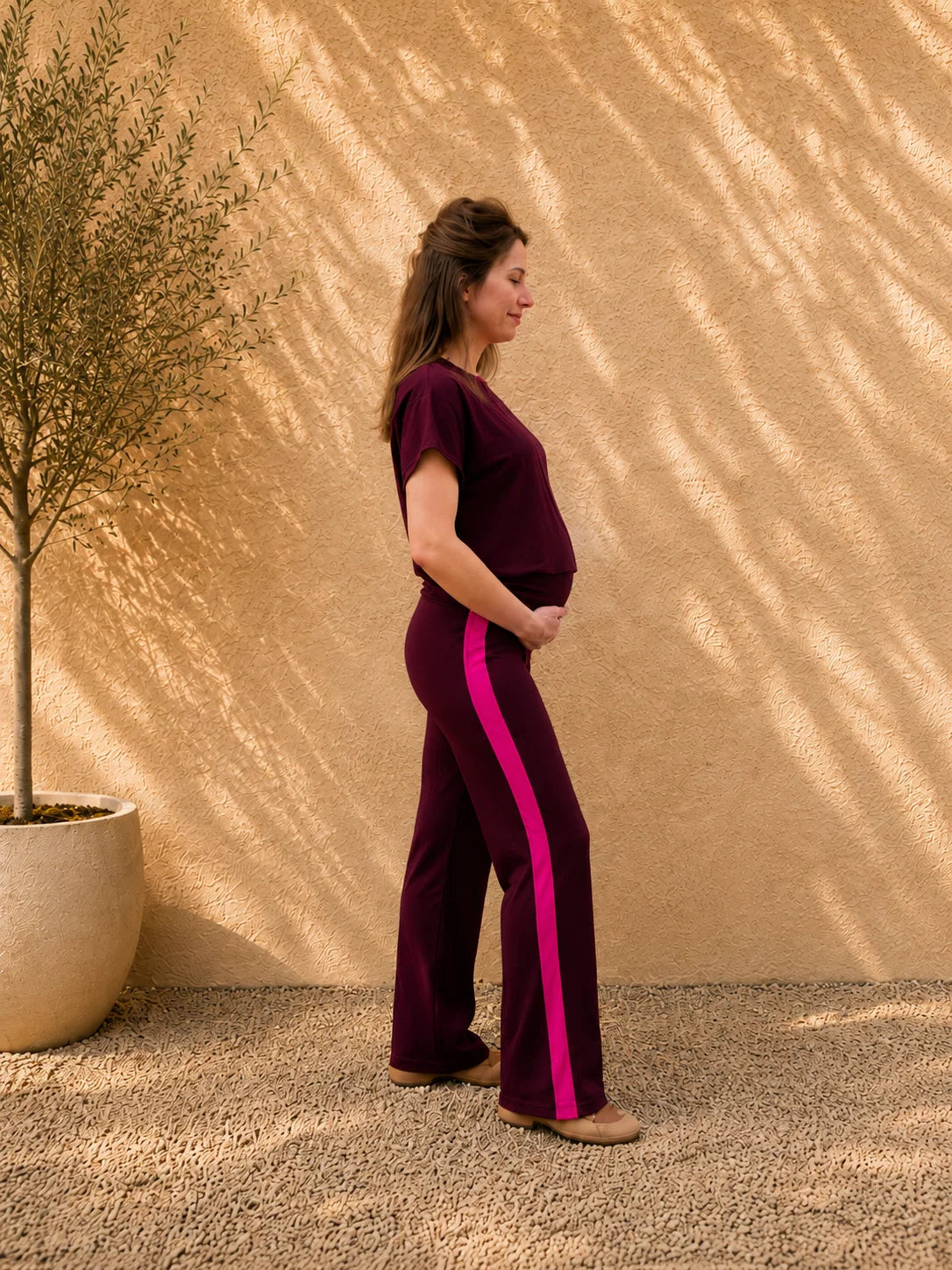 Swan and the people | Wide pants | Burgundy