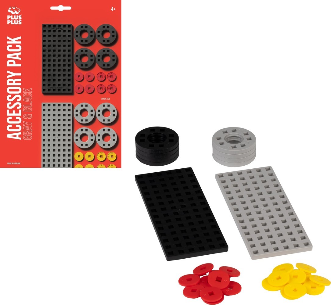 Plus-Plus | Bouwplaten en wielen | Grijs en zwart | 26 stuks