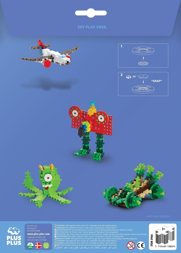 Plus-Plus | Bouwplaten en wielen | Rood en geel | 26 stuks