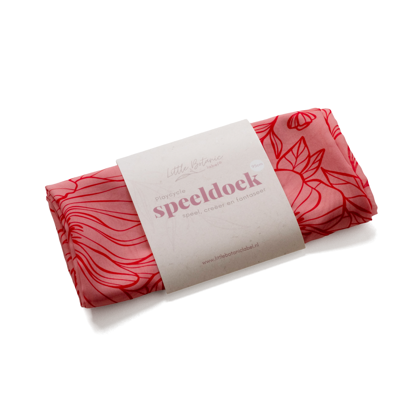 Little Botanic label | Playcycle speeldoek | Botanicals lichtrood | Groot