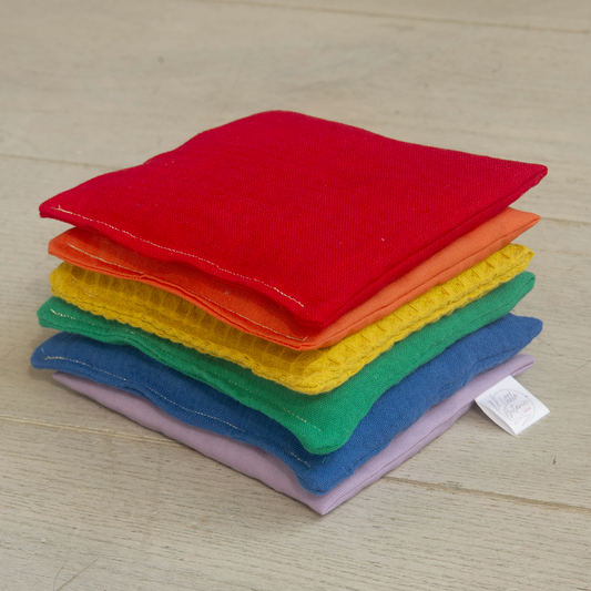 Little Botanic label | Sensorische pittenzakjes | Regenboog | 6 stuks