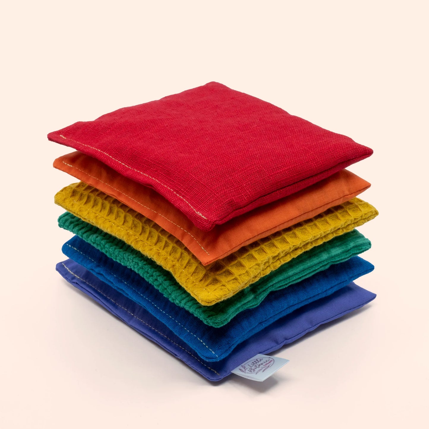 Little Botanic label | Sensorische pittenzakjes | Regenboog | 6 stuks