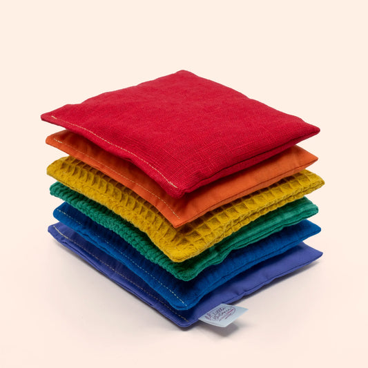 Little Botanic label | Sensorische pittenzakjes | Regenboog | 6 stuks