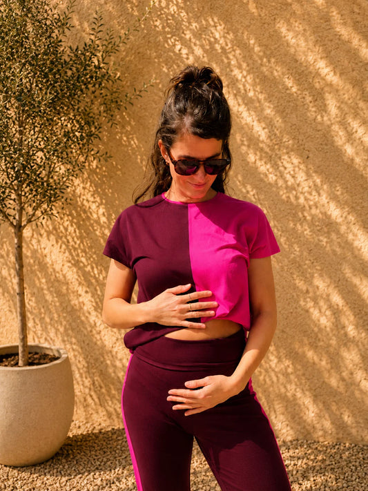Swan and the people | Oversized top | Burgundy & fuchsia