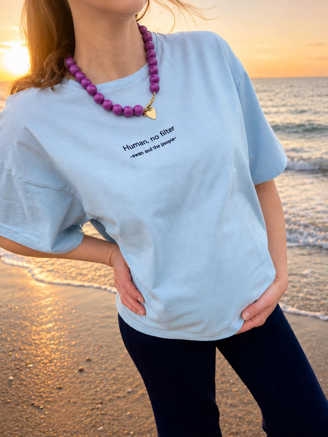 Swan and the people | Oversized top | Licht blauw