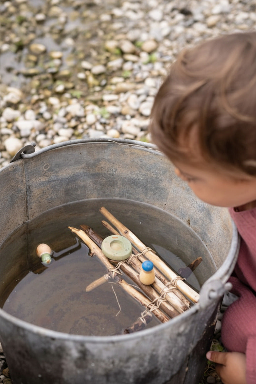 Kind speelt buiten met figuren uit Lucky Lucky 4th Edition