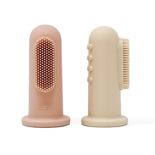 Mushie | Finger Toothbrush | Blush / Shifting Sand