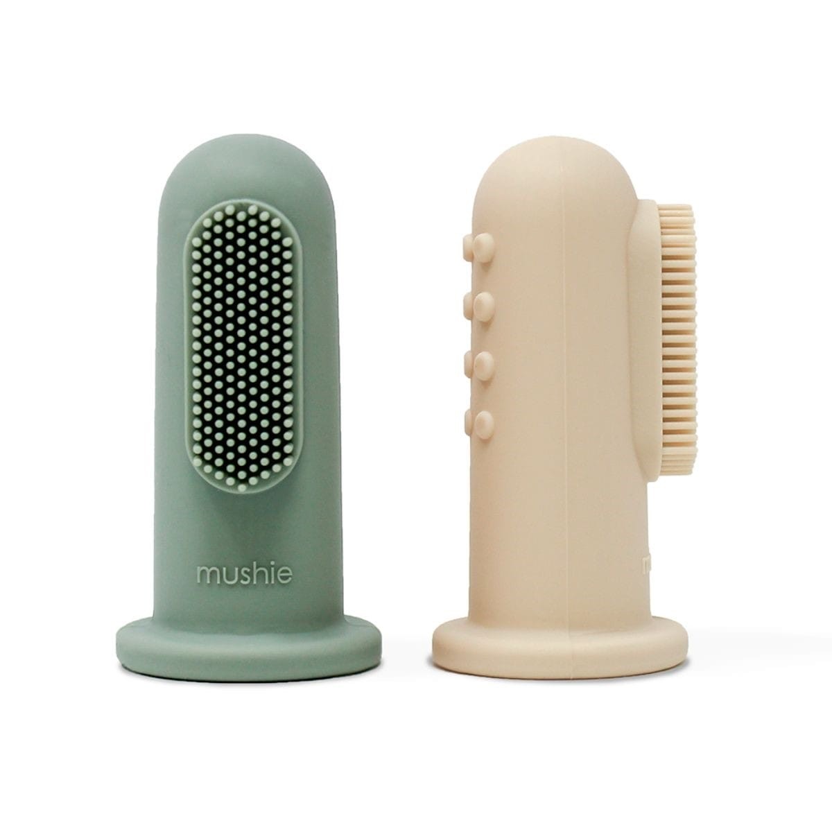 Mushie | Finger Toothbrush | Cambridge Blue / Shifting Sand