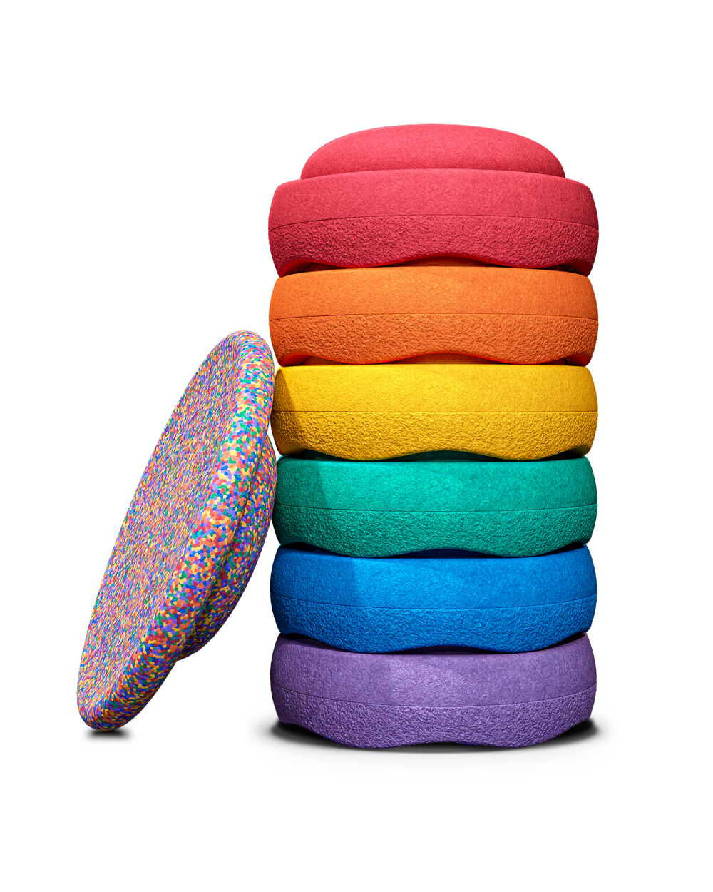 Stapelstein® | Rainbow set | Classic | 6 stuks + balansboard Confetti